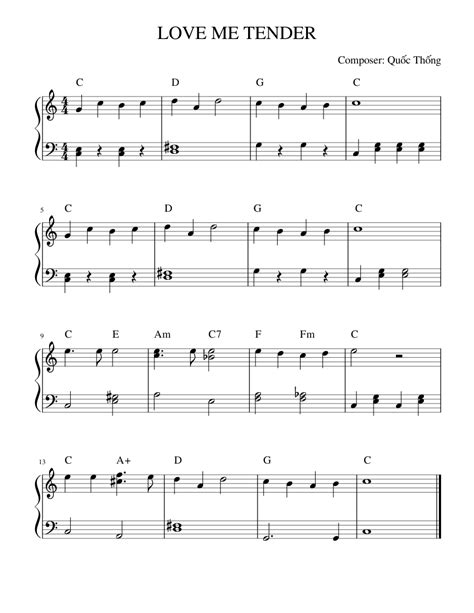 Love Me Tender Sheet Music For Piano Download Free In Pdf Or Midi