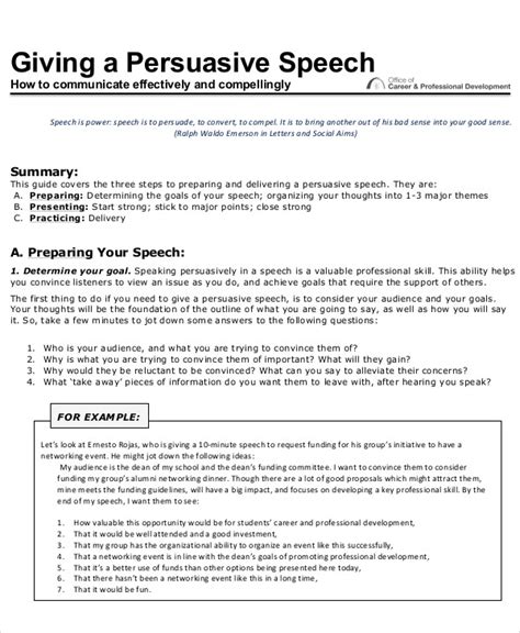 Examples Of Persuasive Speeches Pdf Examples