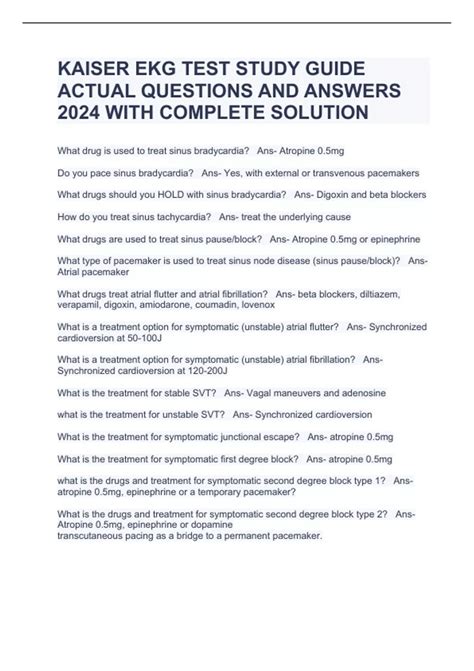 KAISER EKG TEST STUDY GUIDE ACTUAL QUESTIONS AND ANSWERS 2024 WITH