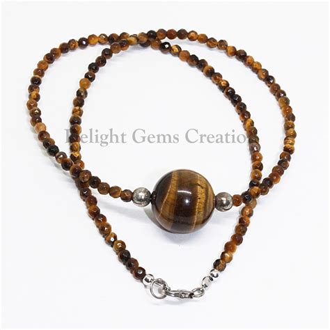 Natural Tiger Eye Beaded Necklace Mm Genuine Tigers Eye Etsy