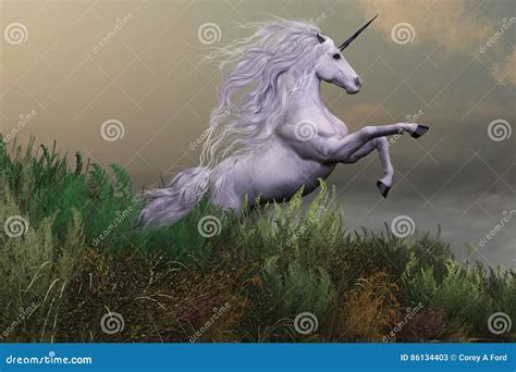 White Unicorn On Mountain Stock Illustration Illustration Of Colt