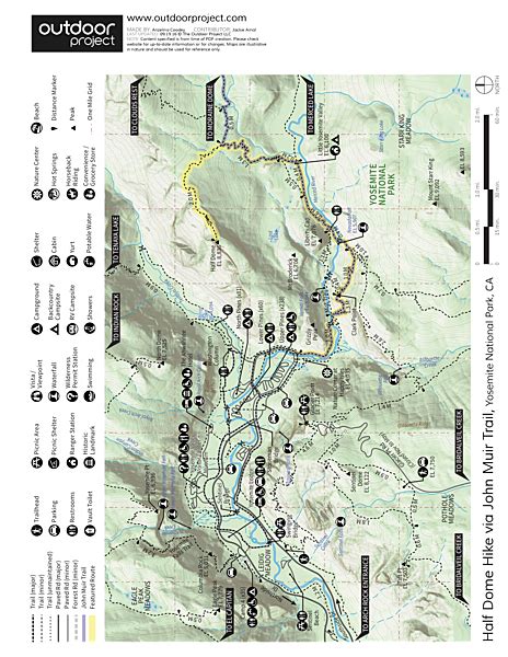 Half Dome Hike Via John Muir Trail Trail Map Hiking Trail Maps Hiking