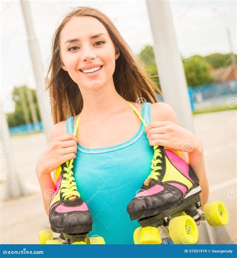 Girl On Roller Skates Stock Image Image Of People Model 57201919