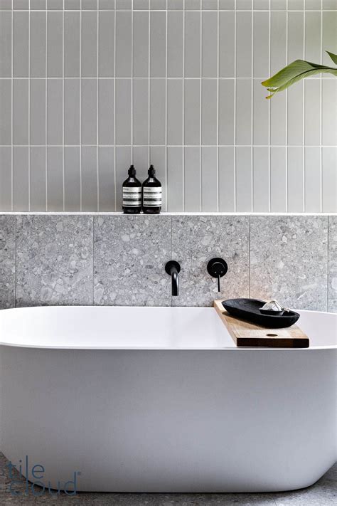 Stirling Terrazzo Look Grey Tile Bathroom Inspiration Decor Bathroom
