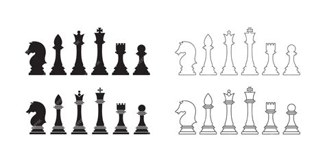 Premium Vector Chess Icon Set Linear And Black Chess Pieces Vector