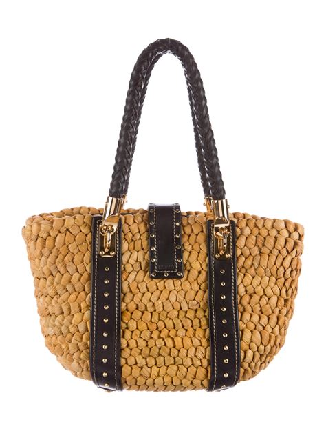 Michael Michael Kors Leather Trimmed Straw Bag Handbags Wm521238