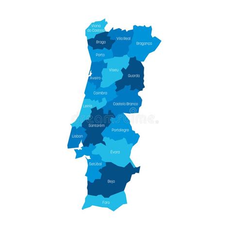 Mapa Administrativo Portugal Dos Distritos Ilustração Do Vetor