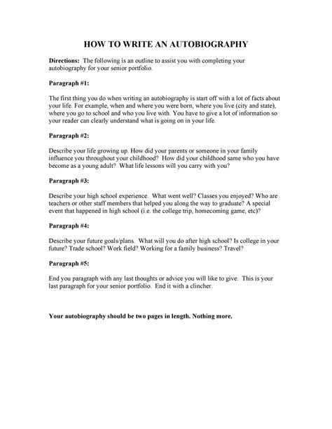Writing An Autobiography Template