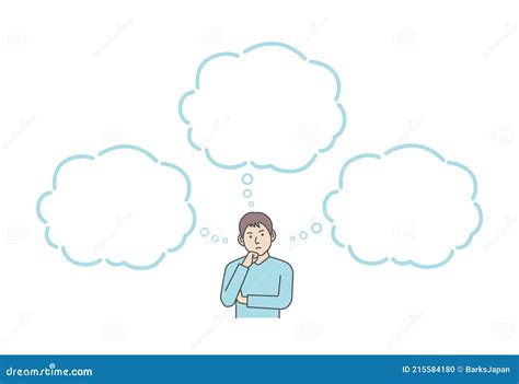 Vector Illustration Of A Thinking Man With Speech Bubbles Stock Vector Illustration Of