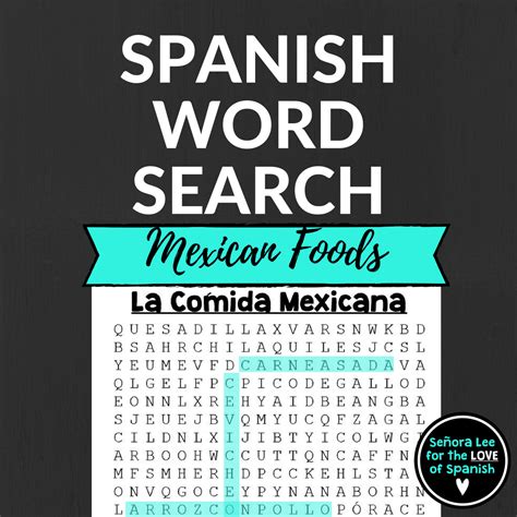 Mexican Food Word Search La Comida Mexicana Fun Learning