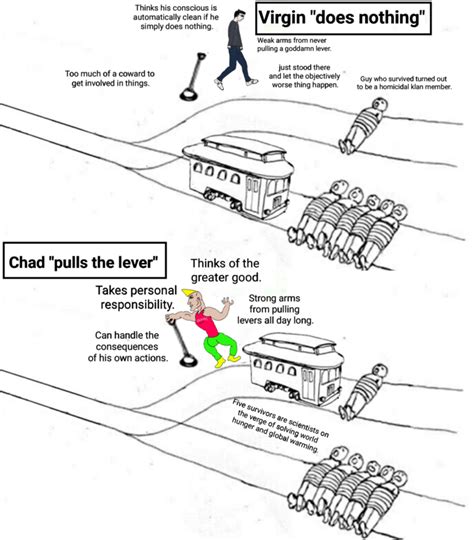 Virgin Vs Chad On The Trolley Problem The Trolley Problem Know Your Meme