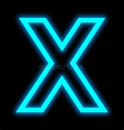 Letter X Neon Lights Outlined Isolated On Black Stock Illustration