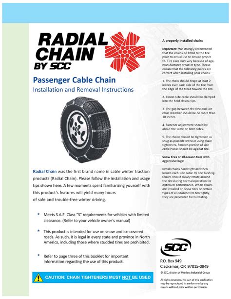 Security Chain Co Scc Radial Chain User Manual 3 Pages