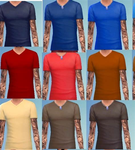 39 Recolors Of Mens V Neck Tee By Ceroshiro At Mod The Sims Sims 4