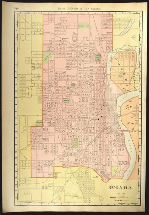 Omaha Map Large Omaha Street Map Antique Early 1900s T Idea Etsy