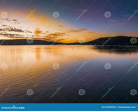 Pretty Sunrise Waterscape With Low Clouds Stock Photo Image Of Aerial