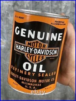 Harley Davidson Motorcycle Quart Oil Can Vintage Metal Milwaukee Wi