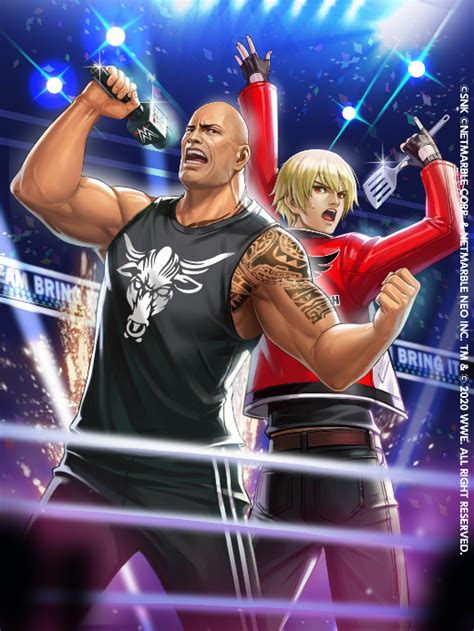 Experience the thrilling 3d action in kof allstar! The King of Fighters: All-Star x WWE Official Crossover Art