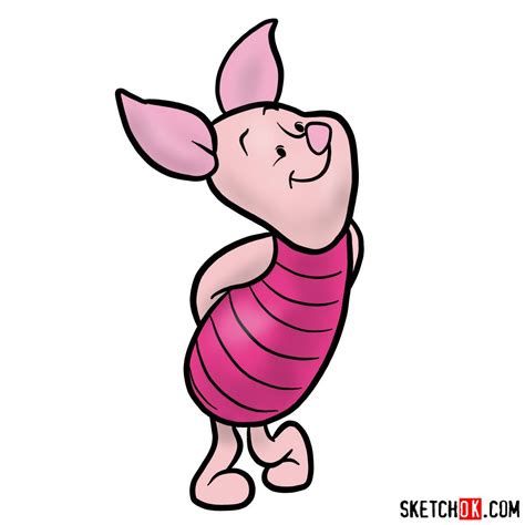 A Drawing Of A Pig In A Pink Dress With Stripes On Its Body