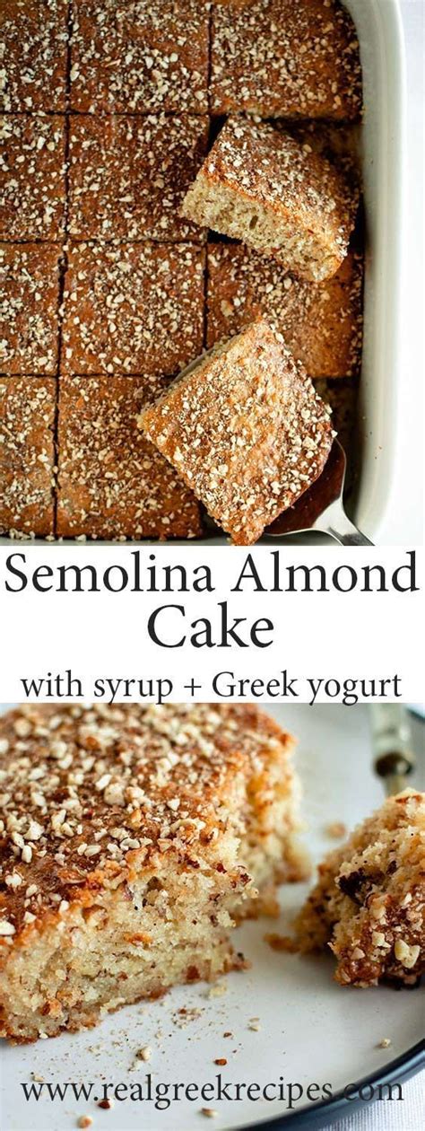 Semolina Cake With Yogurt And Almonds Real Greek Recipes Recipe In