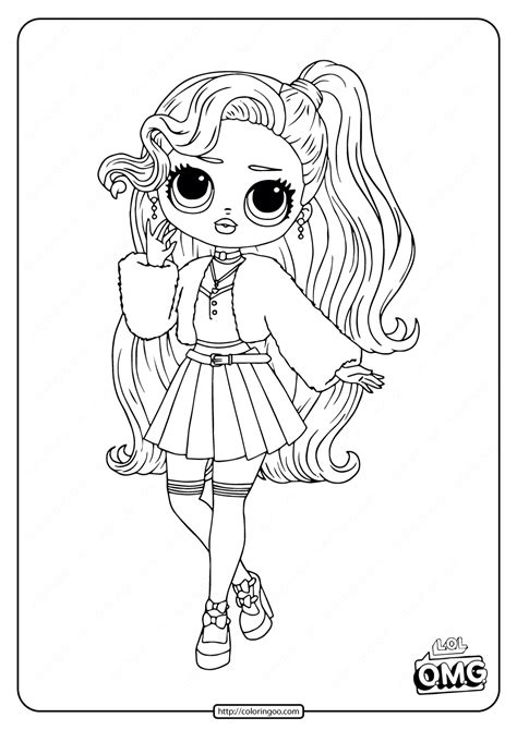 The owner of gorgeous long hair to the toes. LOL Surprise OMG Pink Baby Coloring Page