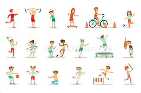 Niños Que Practican Diversos Deportes Y Actividades Físicas En Gimnasio