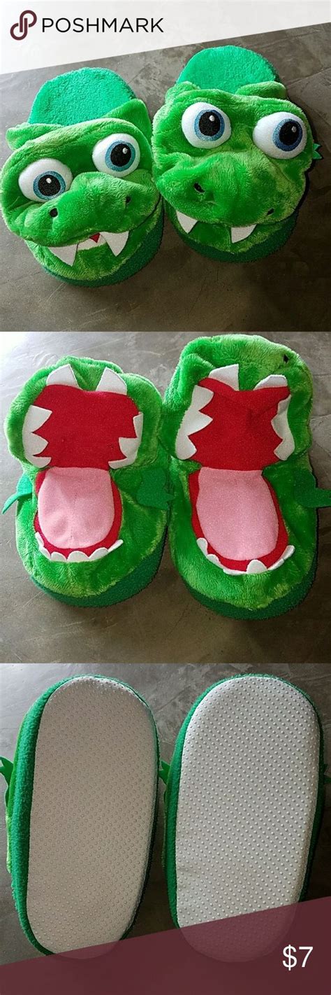 Youth Dragon Slippers Plush Green Dragon Slippers In Youth Size Medium