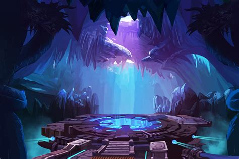 Artstation Mystery Cave With Sci Fi Building Video Games Digital Cg