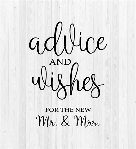 The Words Advice And Wishes For The New Mr And Mrs Are Shown In Black Ink