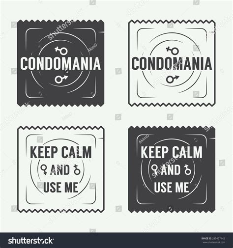 Set Vintage Condoms Sex Labels Logo Stock Vector Royalty Free 285427142 Shutterstock