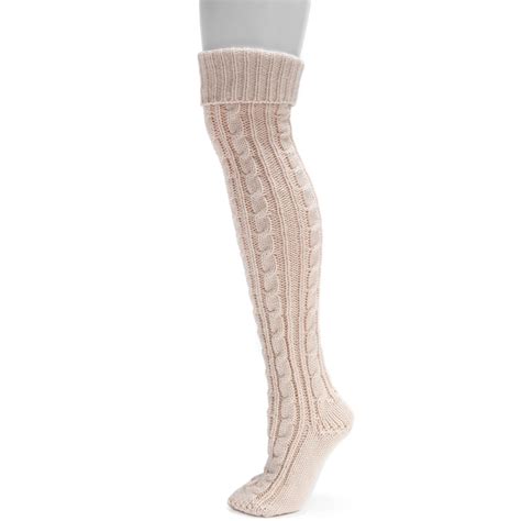 Muk Luks Womens Cable Knit Over The Knee Socks 8 X 4