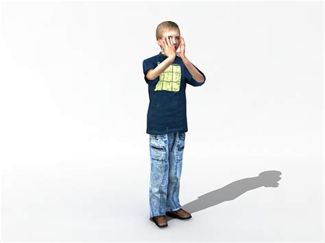 Boy Hiding His Face 3d Model 3ds Max Files Free Download Modeling