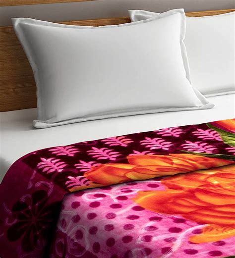 Buy Pink Polyester 490 Gsm Double Bed Ac Room Blanket By Neudis Online