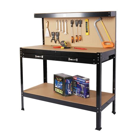 Buy Homvent Steel Tool Workbench With Drawers And Peg Board Multipurpose Garage Tool Table