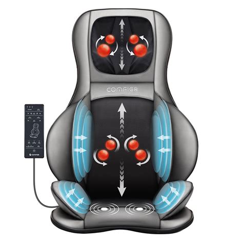 Comfier Shiatsu Neck And Back Massager With Heat 2d 3d Kneading Massage Chair Pad Seat Cushion