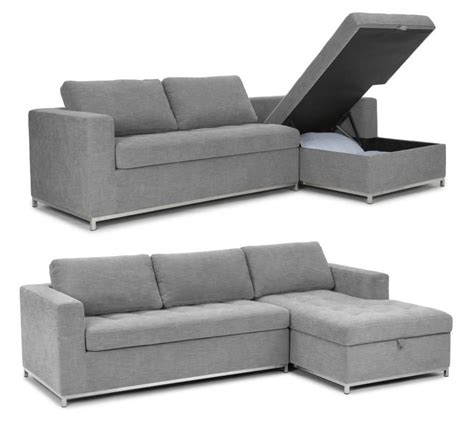 This Sofa Bed Has A Chaise Lounger That Pulls Up For A Storage Area