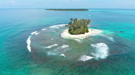 Aerial Deserted Tiny Tropical Island In The Banyak Archipelago North