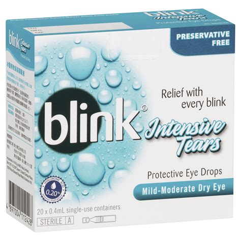 Blink Intensive Tears Protective Eye Drops Mild Moderate 20 X 04ml