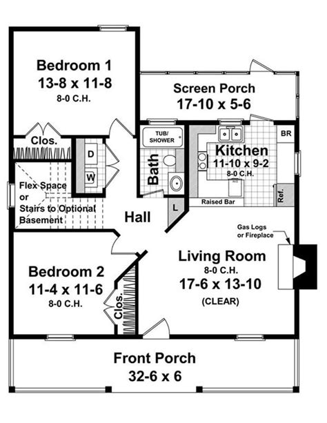 2 Bedrm 950 Sq Ft Bungalow House Plan 141 1208