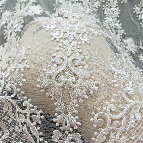 Luxury Beaded Bridal Lace Fabric High Grade Embroidery Etsy