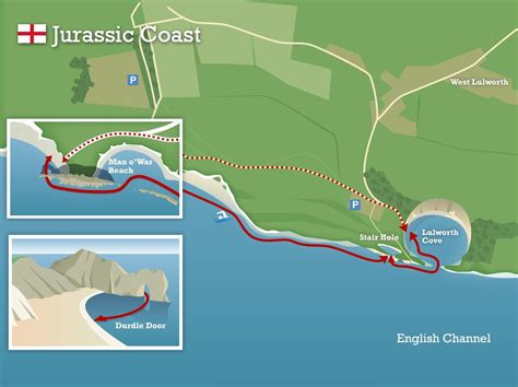 Durdle Door Jurassic Coast Dorset Map