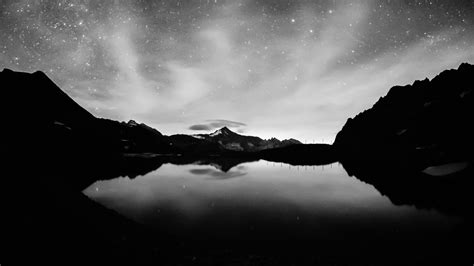 Photography Monochrome Water Night Lake Reflection Landscape Wallpapers Hd Desktop And