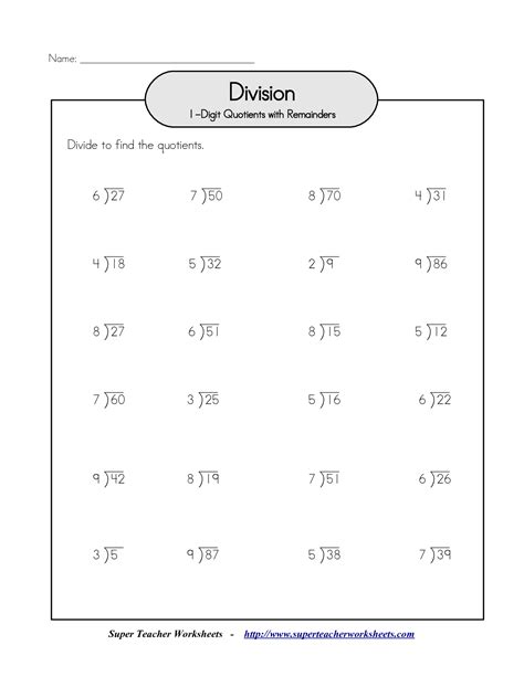 Dividing Two Digit Numbers With Remainders Worksheets