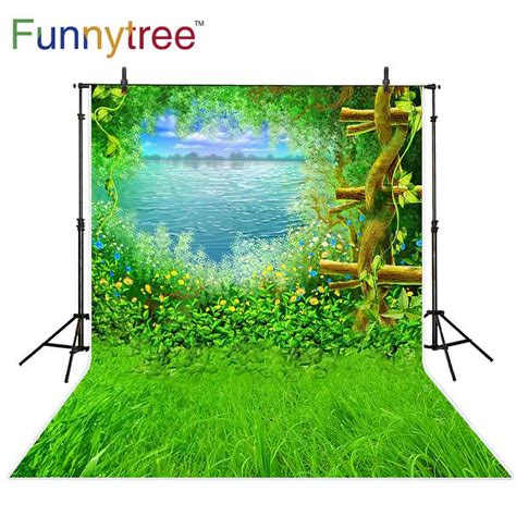 Funnytree Backgrounds For Photography Studio Spring Green Grass Lake