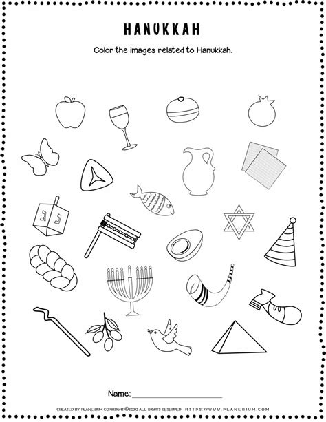 Hanukkah Coloring Related Objects Free Printable Planerium