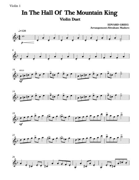 In The Hall Of The Mountain King Violin Duet Free Music Sheet Musicsheets Org