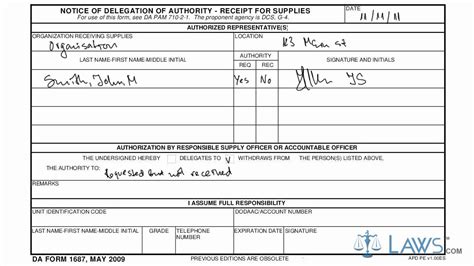 Learn How To Fill The Da Form 1687 Notice Of Delegation Of Authority