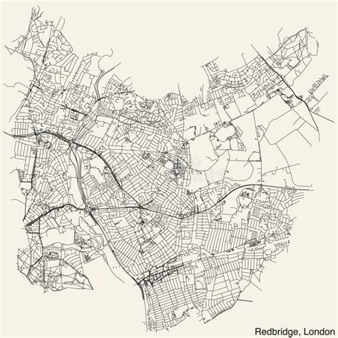 Street Roads Map Of The Borough Of Redbridge London Stock Illustration