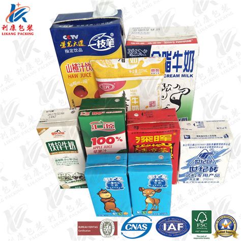 China Juice And Milk Aseptic Brick Carton With Strawpackaging Film