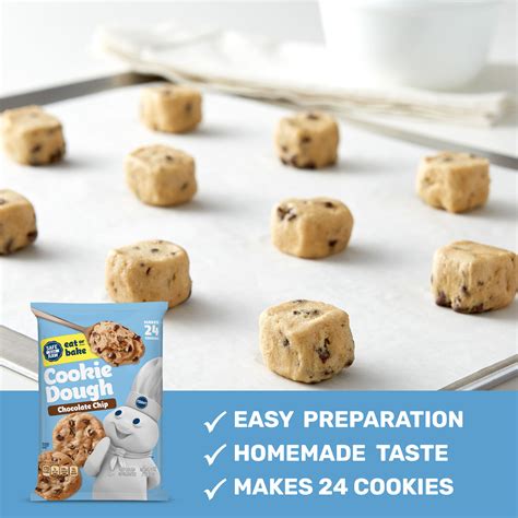 Pillsbury Ready To Bake Refrigerated Chocolate Chip Cookie Dough 24 Ct